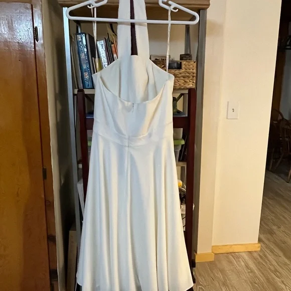 Halston Heritage white a-line halter dress, beaded dress, size 10, vintage feel - Picture 4 of 16